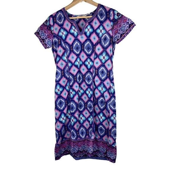 BiBA Dresses & Skirts - BIBA Women's 4 Blue Purple Sequin Crochet Lace Boho Sheath Dress